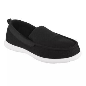 Isotoner Zenz Men Slip On Indoor/Outdoor Slippers Size US 10 Black Hatch Knit